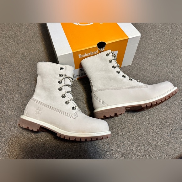 Timberland Women’s Teddy Fleece Fold-Down WP Ankle Boot #TB08331R Natural/ Grey - Picture 8 of 12